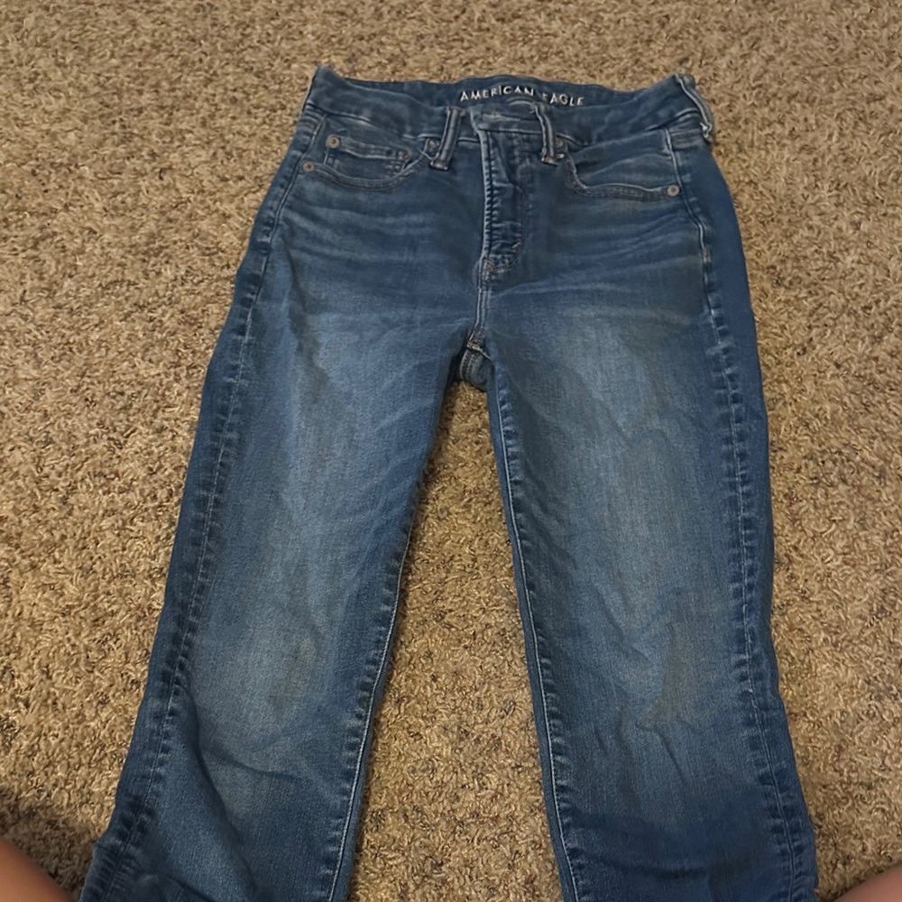 American Eagle Outfitters Women's Dark Blue Straight Leg Jeans